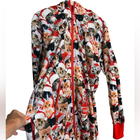 Tipsy Elves Meowy Catmus Jumpsuit Kittens Fleece Christmas Onesie Size Med NWT - Picture 6 of 14